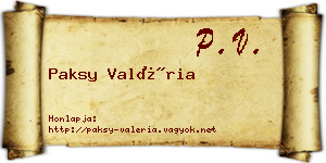 Paksy Valéria névjegykártya